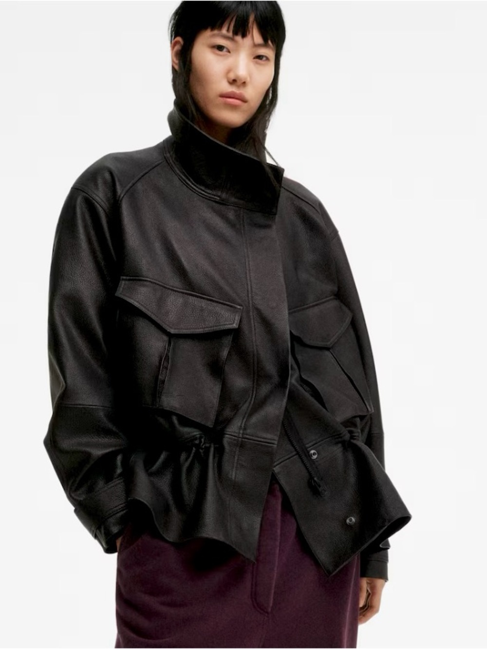 H&M STUDIO COLLECTION
NWT PEPLUM BLACK LEATHER JACKET SIZE SMALL - Picture 6 of 16